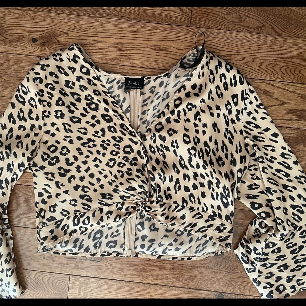 Bardot Twist Leopard Print Top - image 2